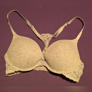 Victorias Secret Heather Grey Front Clasp Racerback Tshirt Bra